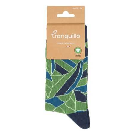 Chaussette femme, motif "Feuilles", en coton bio, GOTS