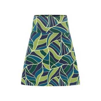 Jupe pour femme, motif " Feuille", coton bio, GOTS, vert-bleu