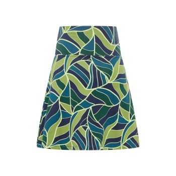 Jupe pour femme, motif " Feuille", coton bio, GOTS, bleu-vert