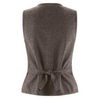 Gilet marron en chanvre pour femme Col V 