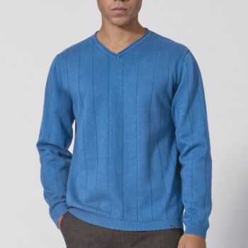 Pull à rayures en chanvre pour homme, bleu