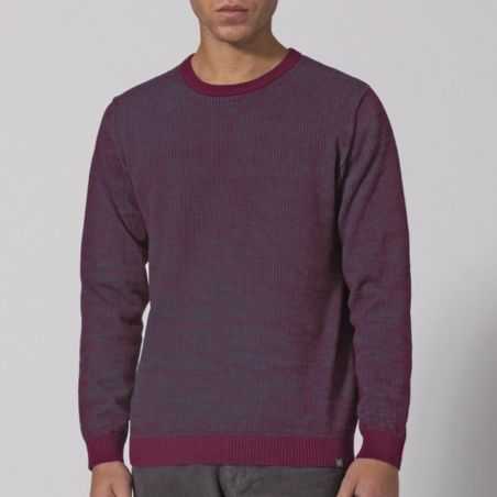 Pull à rayures fines en chanvre pour homme, bordeaux