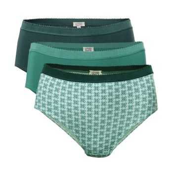 Lot de 3 slips "POLLY" coton bio, vert, GOTS et VEGAN, motif vert