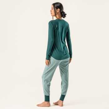 Haut de pyjama pour femme "SALISA" 100 % coton bio, vert, GOTS et VEGAN