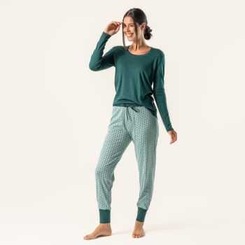 Haut de pyjama "SALISA" 100 % coton bio, vert, GOTS et VEGAN, unie