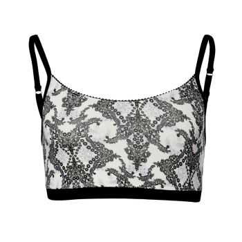 Bustier "SANDRINA" coton bio et micro modal, motif noir et blanc, VEGAN