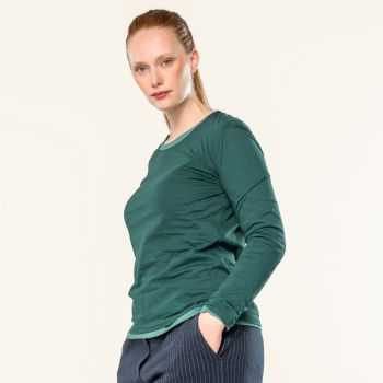 T-shirt manches longues "SUSANNA" 100 % coton bio, vert, GOTS et VEGAN, femme