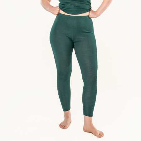 Caleçon long "FENJA" Laine bio, vert foncé, GOTS, pour femme