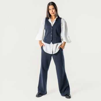 Pantalon "SISILE" 100% coton bio, bleu marine, GOTS et VEGAN, pour femme