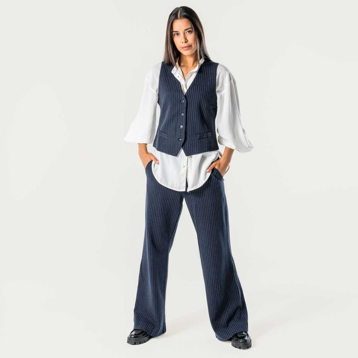 Pantalon "SISILE" 100% coton bio, bleu marine, GOTS et VEGAN