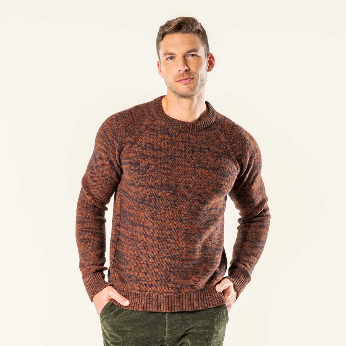 Pull "SYRELL" 100 % laine bio, marron, GOTS