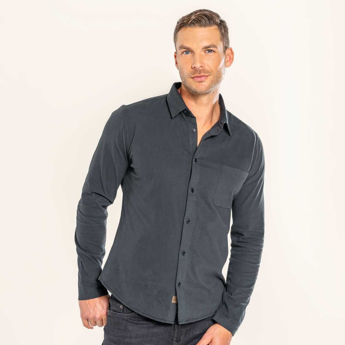 Chemise "SID" 100 % coton bio, noir, GOTS et VEGAN