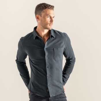 Chemise homme "SID" 100 % coton bio, noir, GOTS et VEGAN