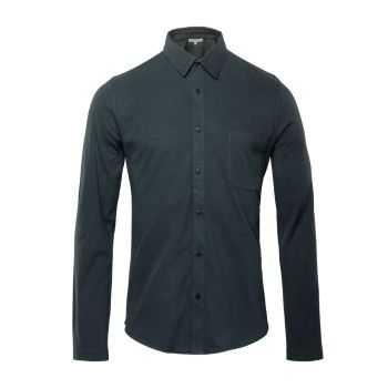 Chemise "SID" 100 % coton bio, noir unie, GOTS et VEGAN