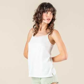 Haut de pyjama blanc "RUBINA" 100 % coton bio, GOTS et VEGAN