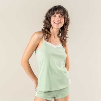 Haut de pyjama "RUBINA" 100 % coton bio, GOTS et VEGAN vert