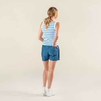 Short "REEZA" 100% de coton bio, bleu, GOTS et VEGAN, femme