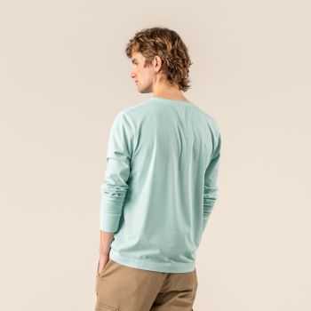 T-shirt manches longues "PINO" 100% coton bio, bleu clair, GOTS et VEGAN, pour homme