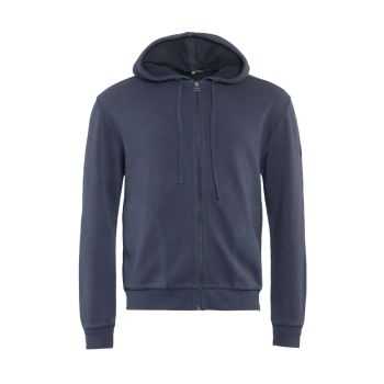 Veste à capuche "RETO" 100% coton bio, unie bleu marine, GOTS et VEGAN