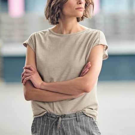 T-shirt femme en chanvre et coton bio découpé