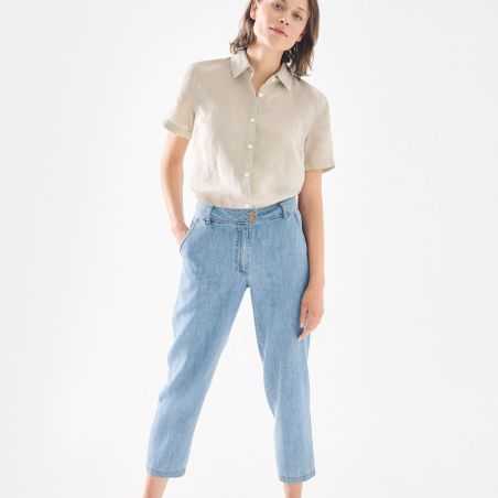 Jean baggy confortable pour femme en chanvre et coton bio