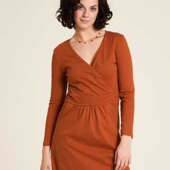 Robe en jersey pour femme, couleur caramel écoresponsable 1