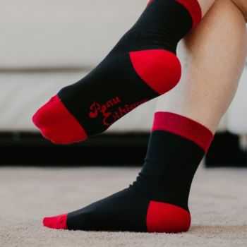 Chaussettes noires et rouge coton bio 3