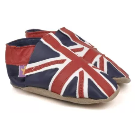 Chaussons cuir souple Union jack 