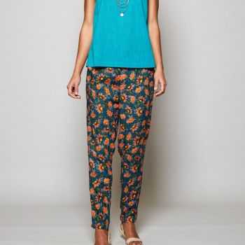 Pantalon gazania pour femme en viscose - bleu 1