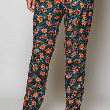 Pantalon gazania pour femme en viscose - bleu