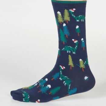 Chaussettes fantaisie en coton avec imprimé dinosaure - bleu marine 1