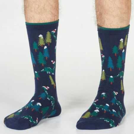 Chaussettes fantaisie en coton avec imprimé dinosaure - bleu marine