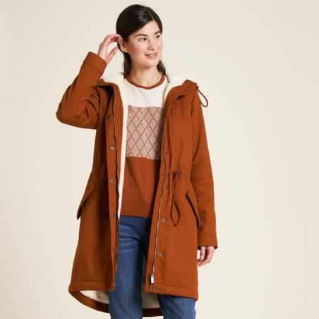 Manteau chaud en sergé et polaire sherpa caramel 1