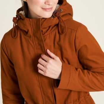 Manteau chaud en sergé et polaire sherpa caramel