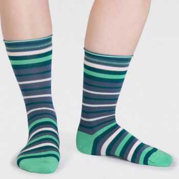 Chaussettes rayées de différentes teintes de bleu en viscose de bambou