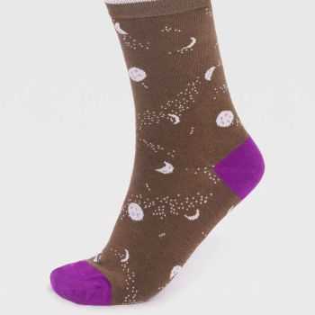 Chaussettes motifs lunes et étoiles en viscose de bambou