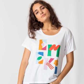 T-shirt confortable en coton bio avec imprimé emeki