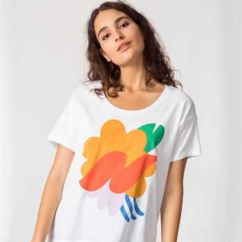 Élégant t-shirt en coton bio avec imprimé emekilore