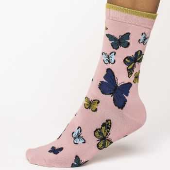 Chaussettes bleu marineimprimépapillons 1