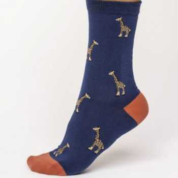 Chaussettes bleu marine imprimés girafe 1