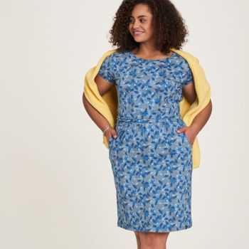 Robe jersey floraison bleue/grise 1