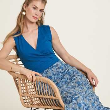 Robe jersey bleue floraison 1