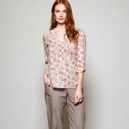 Chemise femme manches longues imprimé fleurs