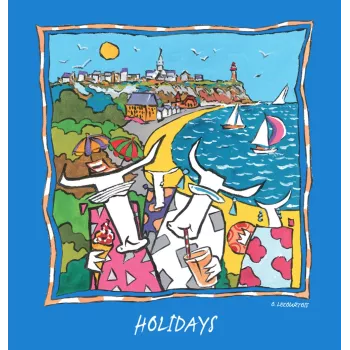 Tee-shirt bleu azur Vacances en Normandie