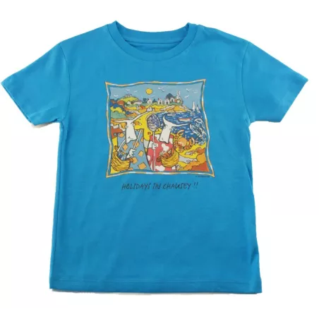 Tee-shirt bio bleu azur Holidays in Chausey