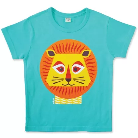 T-shirt coton bio bleu Lion