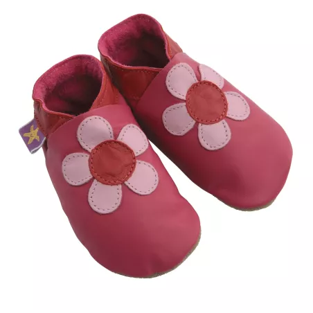 CHAUSSONS STARCHILD CUIR SOUPLE Poppy fushia