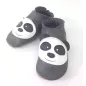 Chaussons cuir souple gris anthracite panda