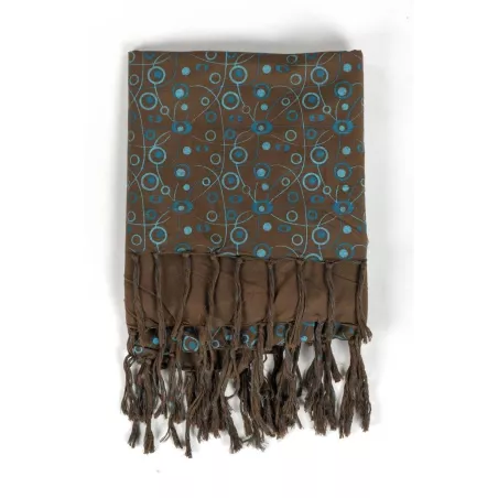 Foulard keffieh coton Roots connection marron bleu