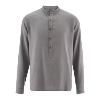 Chemise bio col droit taupe